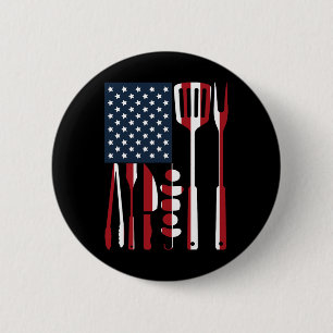 Badge Rond 5 Cm Outils de grill amusants Fumoir Bbq Rbecue Drapeau