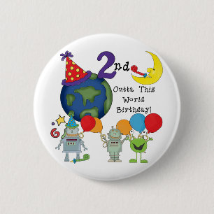 Badge Rond 5 Cm Outta This World 2nd Birthday Tshirts