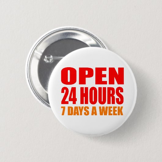 Badge Rond 5 Cm Ouvrez 24 heures (Devant & derrière)