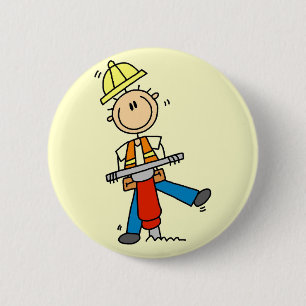 Badge Rond 5 Cm Ouvrier du bâtiment avec marteau-piqueur