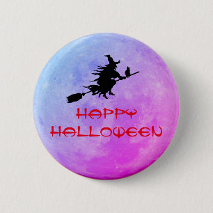 Badge Rond 5 Cm Over the Moon Witch Pin Button