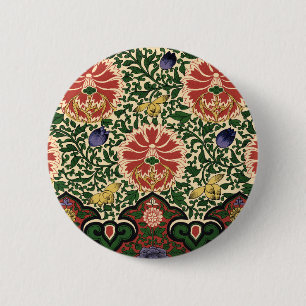 Badge Rond 5 Cm Owen Jones Chinoiserie Rouge Lotus Floral Art Desi