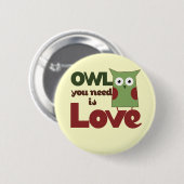 Badge Rond 5 Cm Owl Love (Devant & derrière)