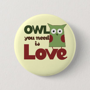 Badge Rond 5 Cm Owl Love