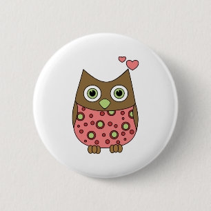 Badge Rond 5 Cm Owl WIth Love
