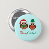Badge Rond 5 Cm Owlidays heureux (Devant & derrière)