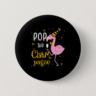 Badge Rond 5 Cm P Le Champagne C'est la Nouvelle Année ! Drin Flam