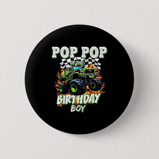 Badge Rond 5 Cm P P Of The Birthday Boy Monster Truck Birthday Kid (Devant)