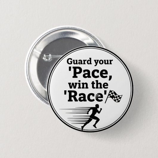 Badge Rond 5 Cm Pace Race Wisdom Button: Win Life's Game (Devant & derrière)