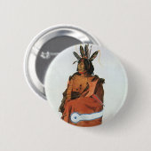 Badge Rond 5 Cm Pachtuwa-Chta, Arikara Warrior Portrait par Bodmer (Devant & derrière)