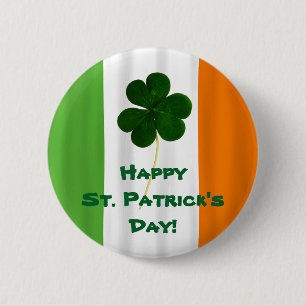 Badge Rond 5 Cm Paddy irlandais de shamrock de drapeau du jour de