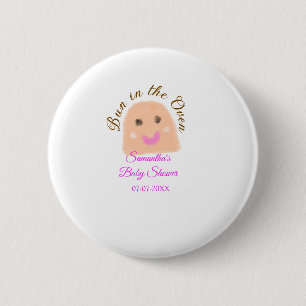Badge Rond 5 Cm Pain dans le four beige boulette baby shower rose
