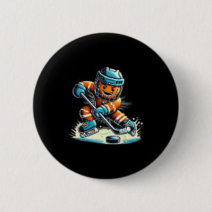 Badge Rond 5 Cm Pain d'épice jouant au hockey sur glace amateurs g