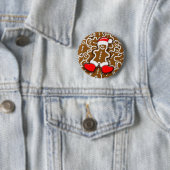 Badge Rond 5 Cm Pain d'épices homme Noël Père Noël (En situation)