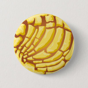 Badge Rond 5 Cm Pain Mexicain Concha Pan Dulce Jaune Graphique