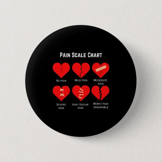 Badge Rond 5 Cm Pain Scale Chart Design For Funny Valentines Day  (Devant)