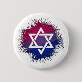Badge Rond 5 Cm Paint Splatter Bisexual Pride Star of David Symbol (Devant)