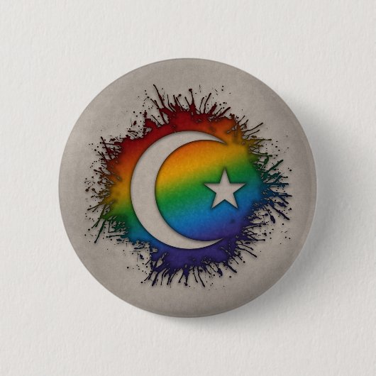 Badge Rond 5 Cm Paint Splatz LGBTQ Rainbow Star et croissant (Devant)