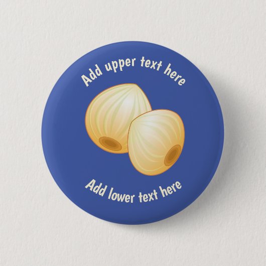Badge Rond 5 Cm Paire d'oignons pochonnés sur le bleu - ajouter un (Devant)