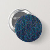 Badge Rond 5 Cm Paisley Blue Indian Boho Motif (Devant & derrière)