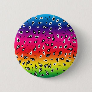 Badge Rond 5 Cm Paisley Rainbow