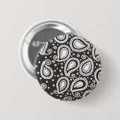 Badge Rond 5 Cm Paisley sur le bouton noir (Devant & derrière)