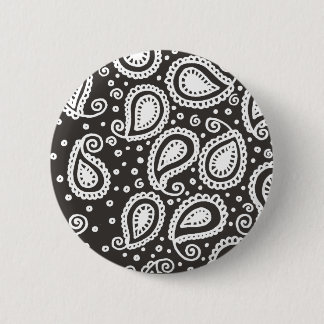 Badge Rond 5 Cm Paisley sur le bouton noir