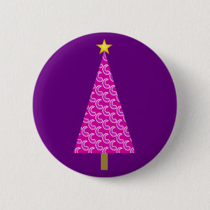 Badge Rond 5 Cm Paisley violet arbre de Noël moderne