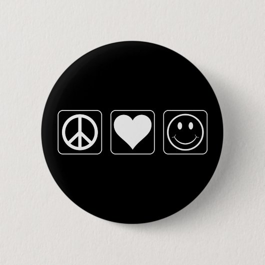 Badge Rond 5 Cm Paix Amour Bonheur (Devant)