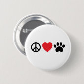 Badge Rond 5 Cm Paix, Amour, Bouton Paw (Devant & derrière)