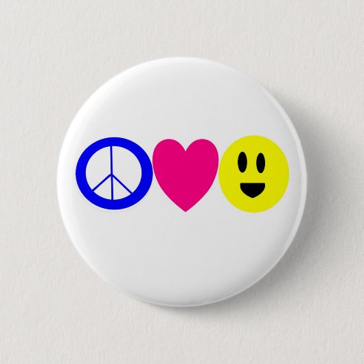 Badge Rond 5 Cm Paix, amour, et bonheur (Devant)