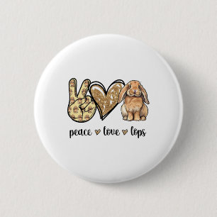 Badge Rond 5 Cm Paix Amour Mini Holland Lop Lapin Amateur de Lapin