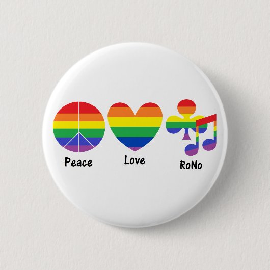 Badge Rond 5 Cm Paix, amour, Pin de RoNo (Devant)