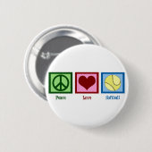 Badge Rond 5 Cm Paix Amour Softball (Devant & derrière)