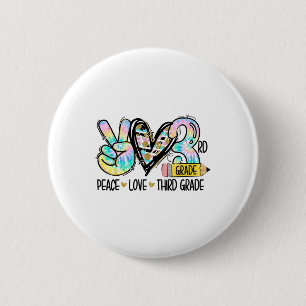 Badge Rond 5 Cm Paix Amour Troisième Classe Drôle Tie Dye Étudiant