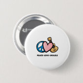 Badge Rond 5 Cm Paix, Amour, Ukulele (Devant & derrière)