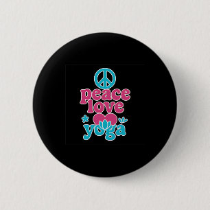 Badge Rond 5 Cm Paix Amour Yoga Rétro Lotus Cœur Graphisme 
