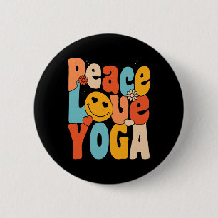 Badge Rond 5 Cm Paix Amour Yoga Rétro Mamans Yoga Grand-mère Yoga