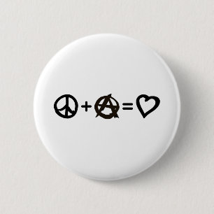Badge Rond 5 Cm Paix + Anarchie = amour