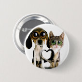 Badge Rond 5 Cm paix d'amour de chiot (Devant & derrière)
