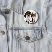 Badge Rond 5 Cm paix d'amour de chiot (En situation)