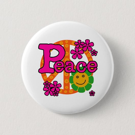 Badge Rond 5 Cm paix du style 60s (Devant)