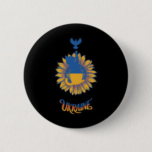 Badge Rond 5 Cm Paix en Ukraine Colombe et chat debout avec l'Ukra