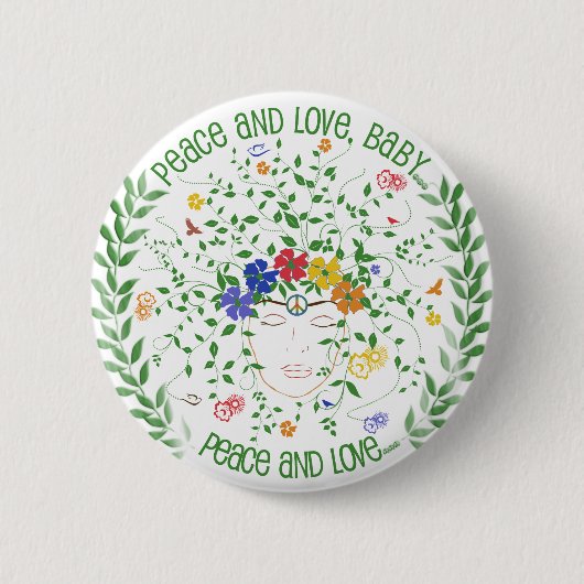 Badge Rond 5 Cm Paix et amour, bébé… (Devant)