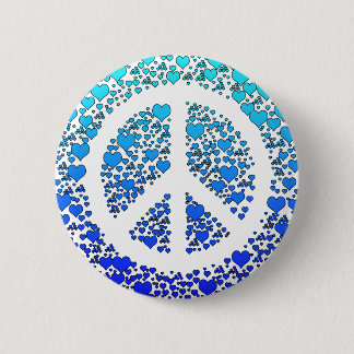 Badge Rond 5 Cm Paix et coeurs
