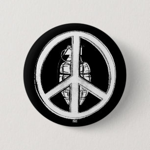 Badge Rond 5 Cm Paix et guerre (blanches)