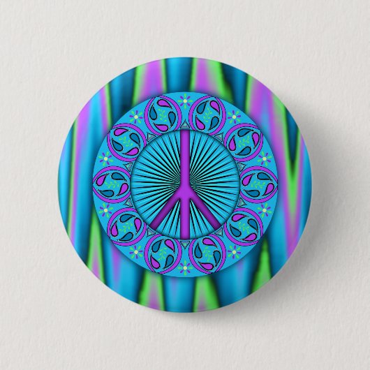 Badge Rond 5 Cm Paix ~ Feuille (Devant)
