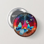 Badge Rond 5 Cm Paix-Pleins papillons bleus (Devant & derrière)