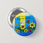 Badge Rond 5 Cm Paix pour l'Ukraine | Drapeau ukrainien (Devant & derrière)