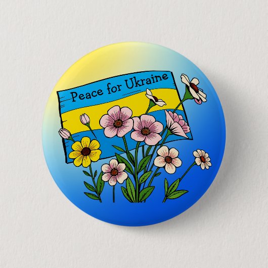 Badge Rond 5 Cm Paix pour l'Ukraine | Drapeau ukrainien (Devant)